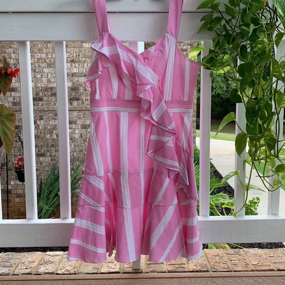 Gianni Bini white striped pink dress